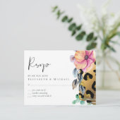 Bling Girly Glam Leopard Print Pink Gold Wedding Postkarte (Stehend Vorderseite)