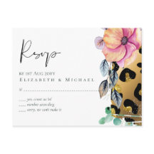 Bling Girly Glam Leopard Print Pink Gold Wedding