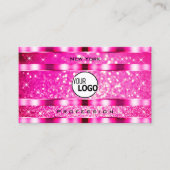 Bling Glam Girly Pink Glitzer Spark Stars und Logo Visitenkarte (Vorderseite)