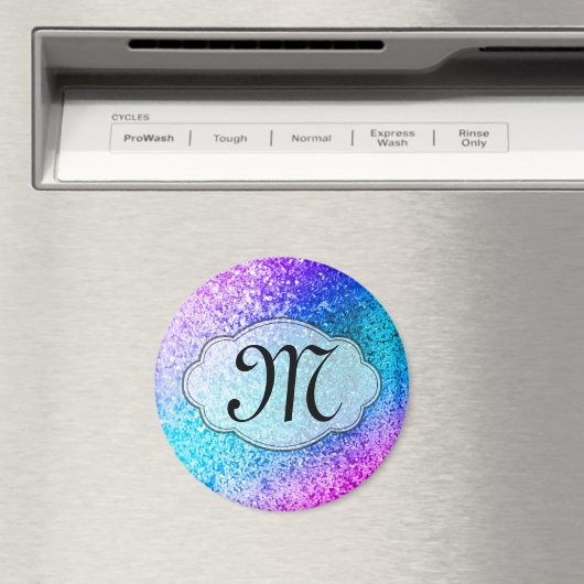 Bling Glitzer Girly Pink Monogram Initial Magnet (In Situ (Geschirrspüler))