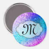 Bling Glitzer Girly Pink Monogram Initial Magnet (Vorderseite/Rückseite)