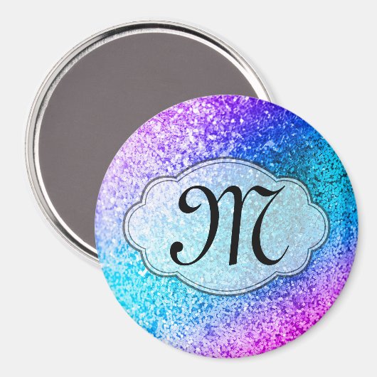 Bling Glitzer Girly Pink Monogram Initial Magnet (Vorderseite/Rückseite)