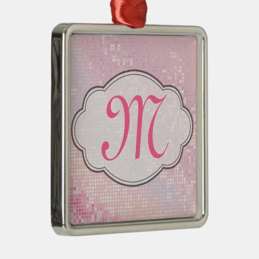Bling Glitzer Girly Pink Monogramm Erstmaliges Orn Ornament Aus Metall (Rechts)
