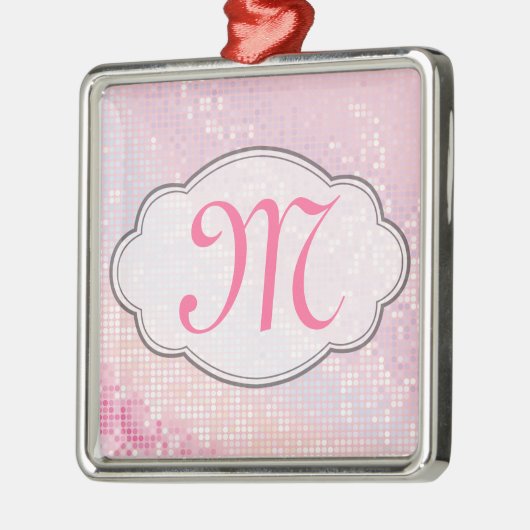 Bling Glitzer Girly Pink Monogramm Erstmaliges Orn Ornament Aus Metall (Links)