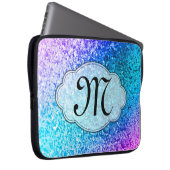 Bling Glitzer-Girly rosa Monogramm 15" Laptopschutzhülle (Vorne Rechts)