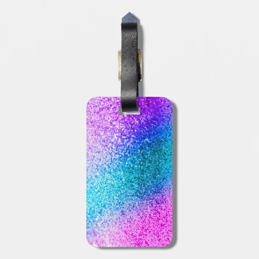 Bling Glitzer-Girly rosa Monogramm-Gepäck-Umbau Gepäckanhänger (Rückseite vertikal)