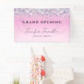 Bling Holographic Glitzer Grand Opening Pink Banner (Insitu)