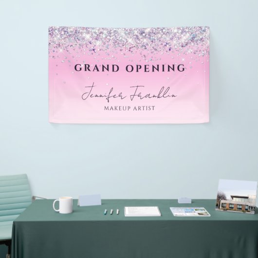 Bling Holographic Glitzer Grand Opening Pink Banner (Messeveranstaltung)