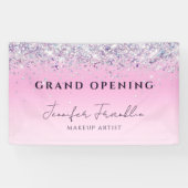 Bling Holographic Glitzer Grand Opening Pink Banner (Horizontal)