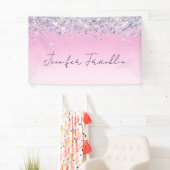 Bling Holographic Glitzer Script pink Banner (Insitu)