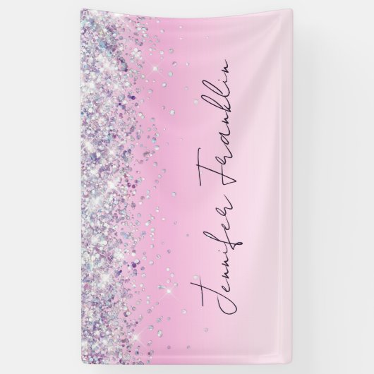 Bling Holographic Glitzer Script pink Banner (Vertikal)