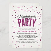 Bling Hot Pink Glitzer Gems Junggeselinnen-Abschie Einladung (Vorne/Hinten)