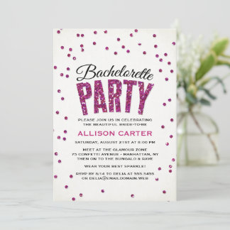 Bling Hot Pink Glitzer Gems Junggeselinnen-Abschie Einladung