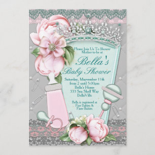 Bling Jewel Floral Baby Shower Einladungen