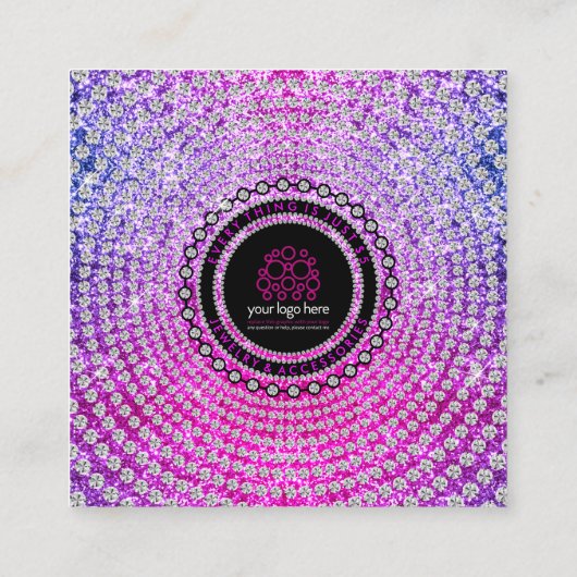 Bling Jewelry Glitz Glam Luxury Diamond Quadratische Visitenkarte (Rückseite)