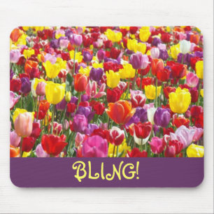 BLING! Mausunterlagen Frühlings-Tulpe-Blumen bunt Mousepad