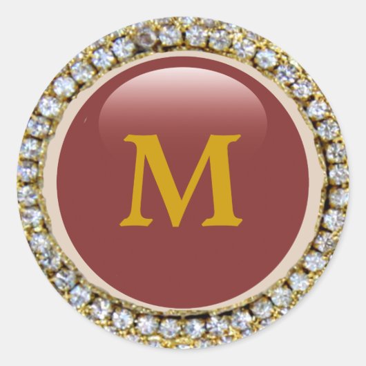 Bling-Monogramm Runder Aufkleber (Vorderseite)