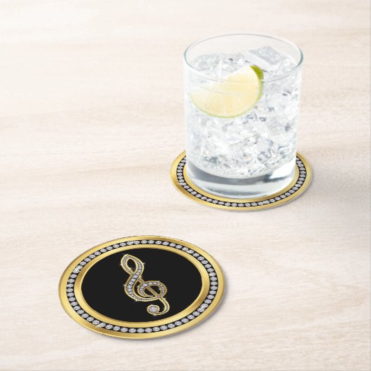 Bling Musical Note Runder Pappuntersetzer (Vor Ort)