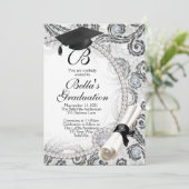 Bling Pearl Graduation Einladungen (Stehend Vorderseite)