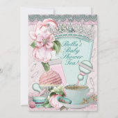 Bling Peony Baby Shower Tea Einladung (Rückseite)