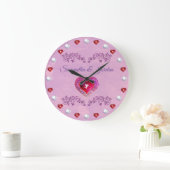 Bling Pink Heart & Cherub Personalised Große Wanduhr (Zuhause)