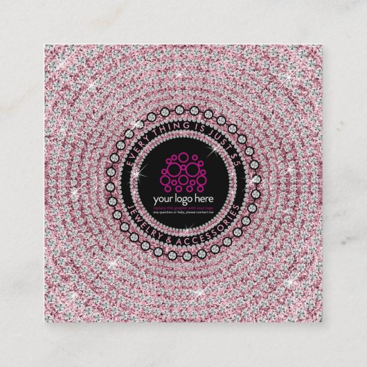 Bling Pink Jewele Diamond Punch Loyalität Quadratische Visitenkarte (Rückseite)