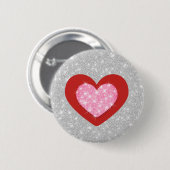 Bling Pink Liebe Herz Button (Vorne & Hinten)