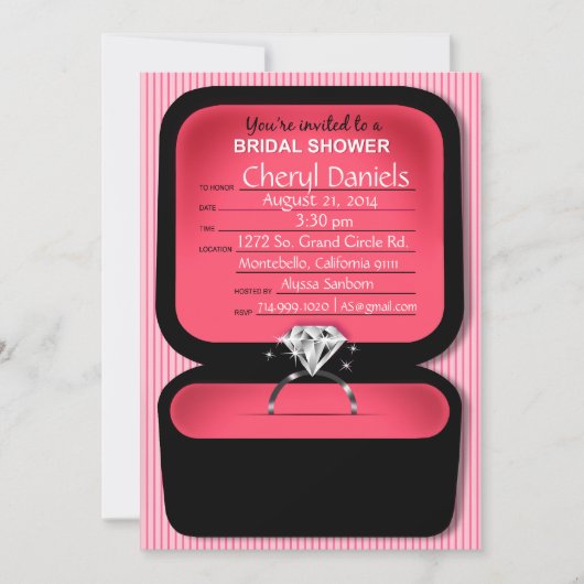 Bling Ring-Kasten-Brautpartykoralle Einladung (Vorderseite)