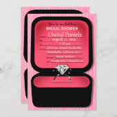 Bling Ring-Kasten-Brautpartykoralle Einladung (Vorne/Hinten)