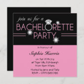 Bling Ring Pink Bachelorette Party 2 Einladung (Vorne/Hinten)