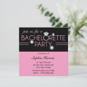 Bling Ring Pink Bachelorette Party 2 Einladung (Stehend Vorderseite)