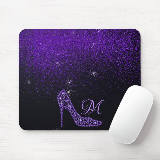 Bling Sparkle Diamond Glitzer High Heels Lila Mousepad (Mit Mouse)