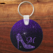 Bling Sparkle Diamond Glitzer High Heels Lila Schlüsselanhänger (Vorderseite)