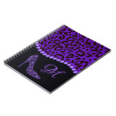 Bling Sparkle Diamond Glitzer Leopard Lila Notizblock (Linke Seite)