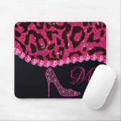 Bling Sparkle Diamond Glitzer Leopard Pink Mousepad (Mit Mouse)