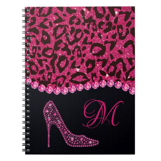 Bling Sparkle Diamond Glitzer Leopard Pink Notizblock (Vorderseite)