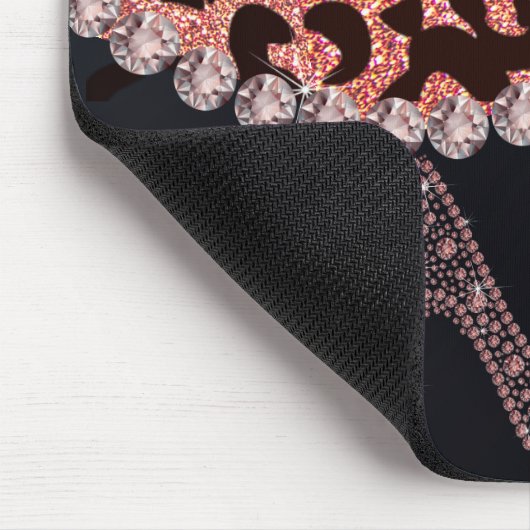 Bling Sparkle Diamond Glitzer Leopard Rose Gold Mousepad (Ecke)