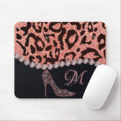 Bling Sparkle Diamond Glitzer Leopard Rose Gold Mousepad (Mit Mouse)