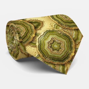 Bling & Sparkle   Luxus-Olivgold-Geoden-Halstuch Krawatte