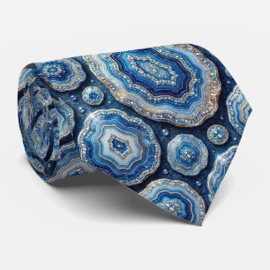 Bling & Sparkle Luxus-Ozeanblauer Geode-Halstuch Krawatte