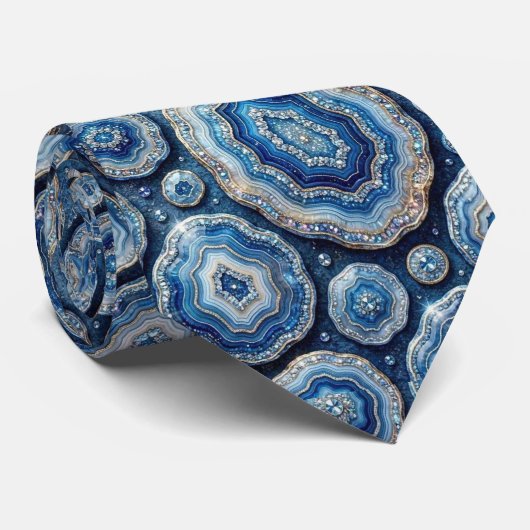Bling & Sparkle | Luxus-Ozeanblauer Geode-Halstuch Krawatte (Gerollt)