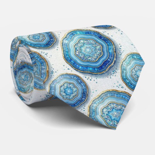 Bling & Sparkle | Luxus-Ozeanblauer Geode-Halstuch Krawatte (Gerollt)