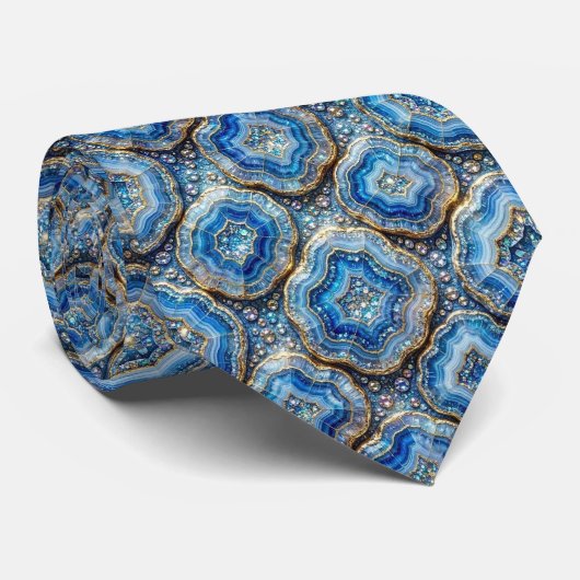 Bling & Sparkle | Luxus-Ozeanblauer Geode-Halstuch Krawatte (Gerollt)