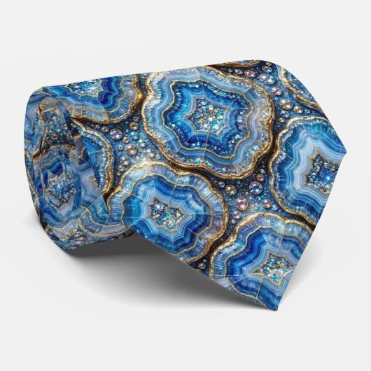 Bling & Sparkle | Luxus-Ozeanblauer Geode-Halstuch Krawatte (Gerollt)
