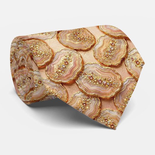 Bling & Sparkle | Luxus-Roségold-Geode-Halstuch Krawatte (Gerollt)