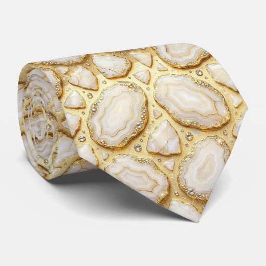 Bling & Sparkle | Luxus Weißgold-Geode-Halskrawatt Krawatte (Gerollt)