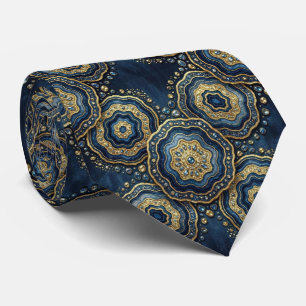 Bling & Sparkle Navy Blau + Gold Geode Schlips Krawatte