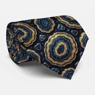 Bling & Sparkle Navy Blau + Gold Geode Schlips Krawatte