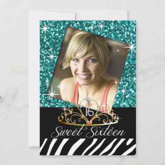 Bling Tiara Zebra Sweet 16 Geburtstagsfeier Einladung
