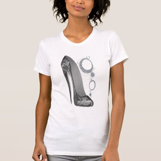 Bling und starke Stilett-Schuh-Kunst T-Shirt (Vorderseite)